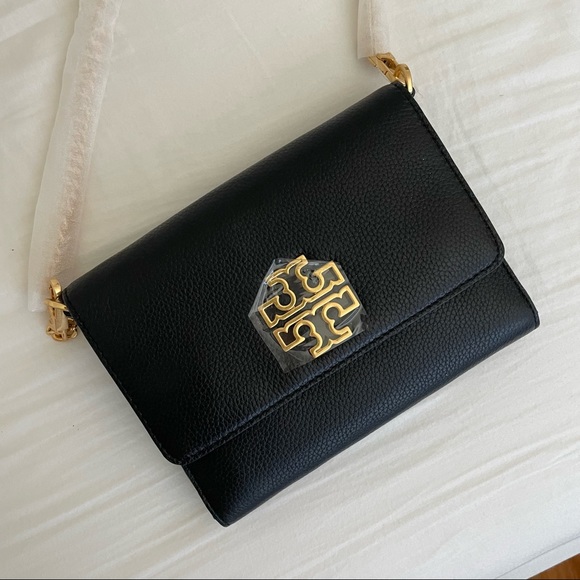 Tory Burch Britten Chain Wallet Bag in black and rolled gold - Picture 2 of 7